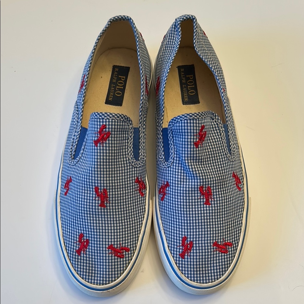 Polo Ralph Lauren Blue Gingham Lobster Slip-On Shoes